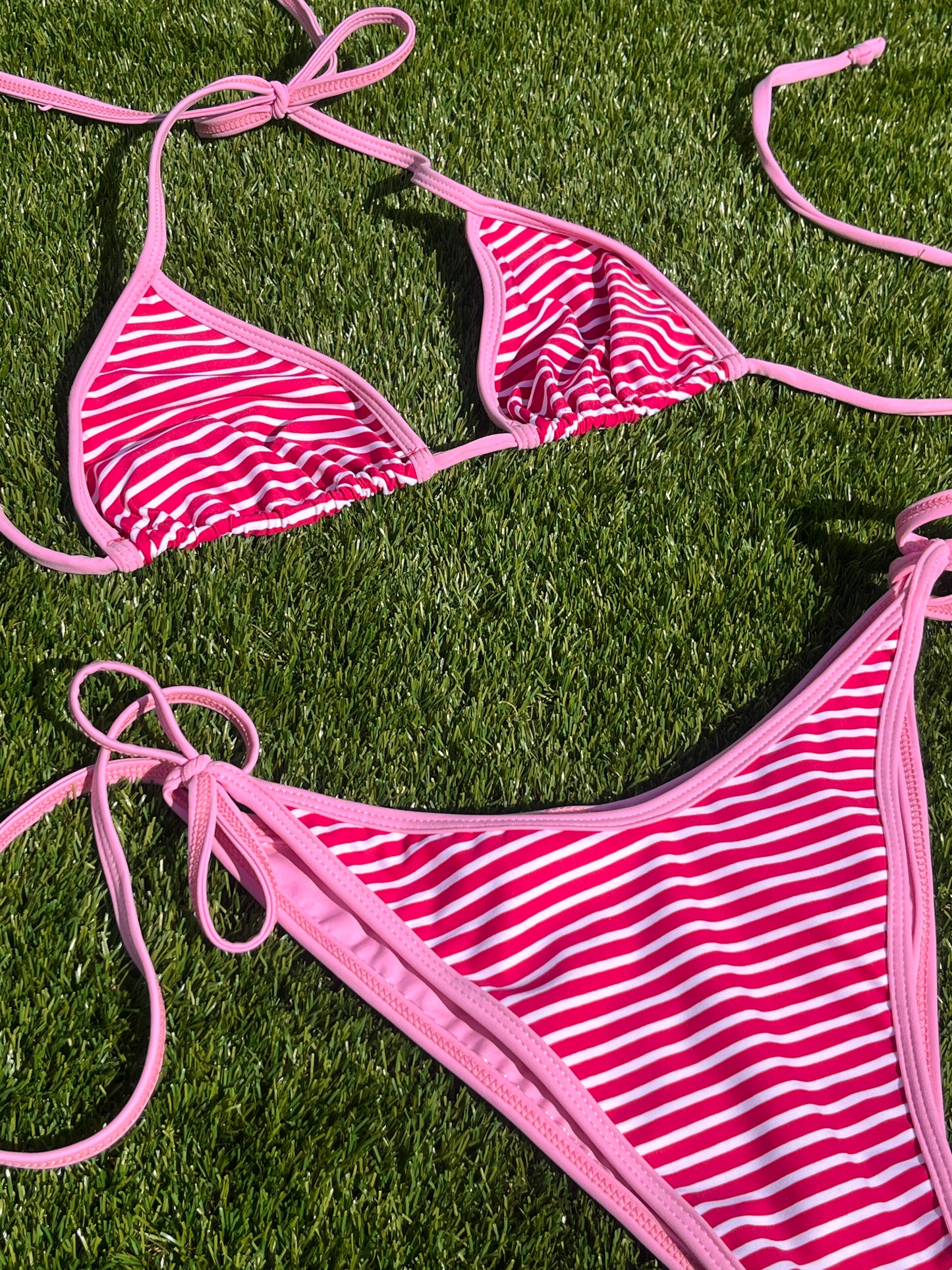 Raspberry Cream Stripe Bikini