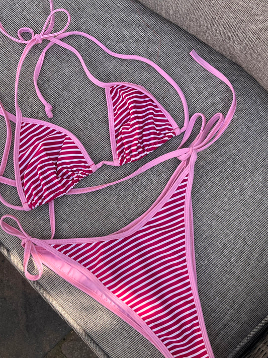 Raspberry Cream Stripe Bikini
