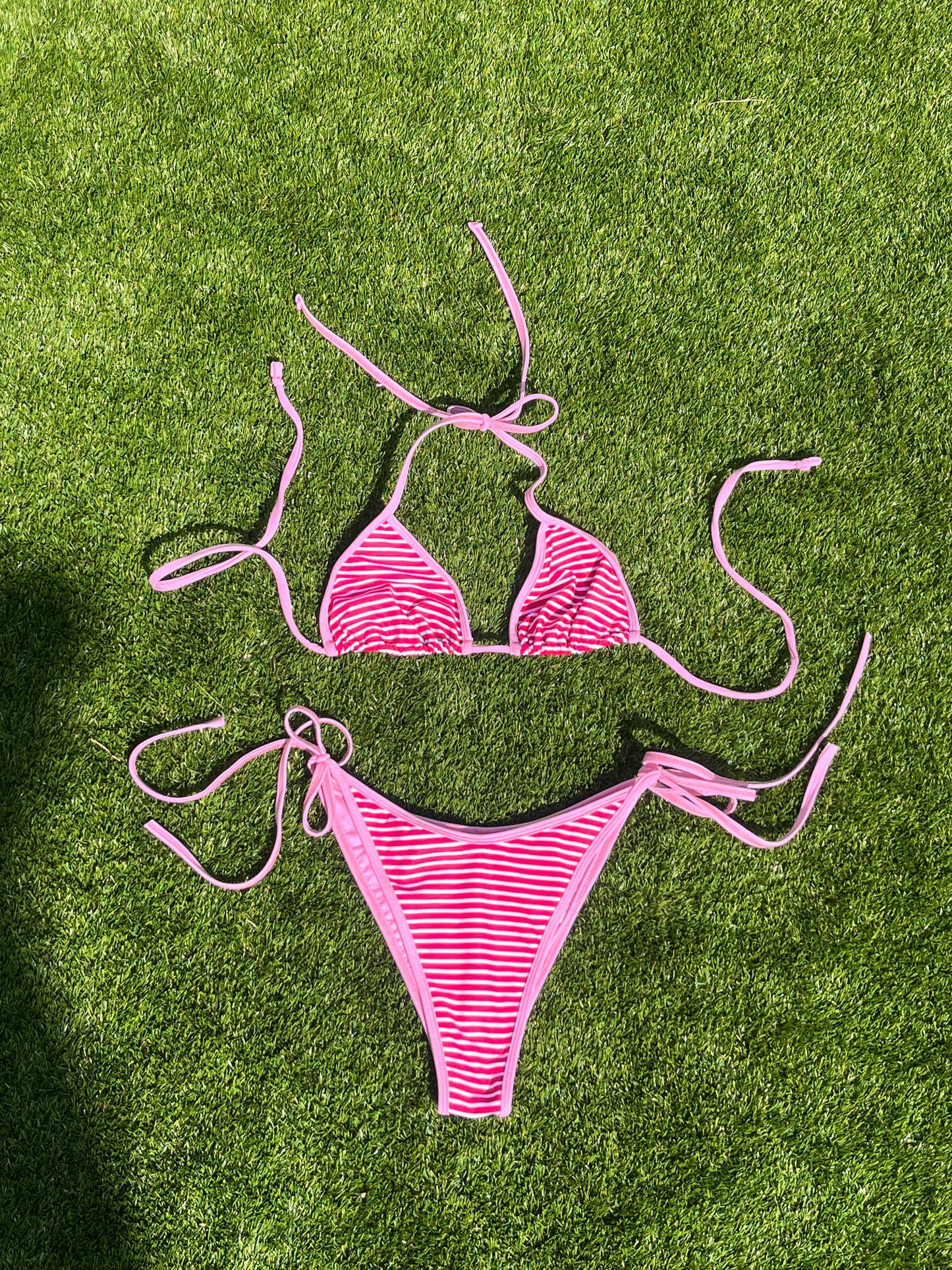 Raspberry Cream Stripe Bikini