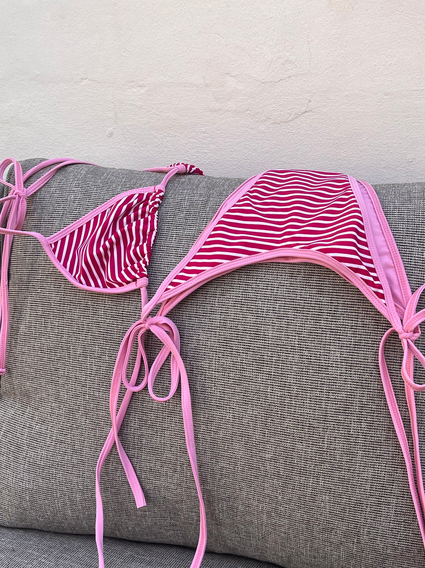 Raspberry Cream Stripe Bikini